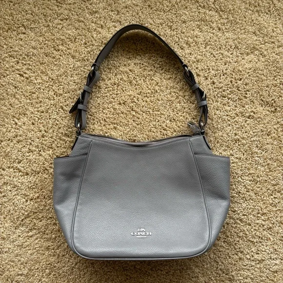 Coach Rori Gray Pebbled Leather Hobo Shoulder Bag - Picture 2 of 16